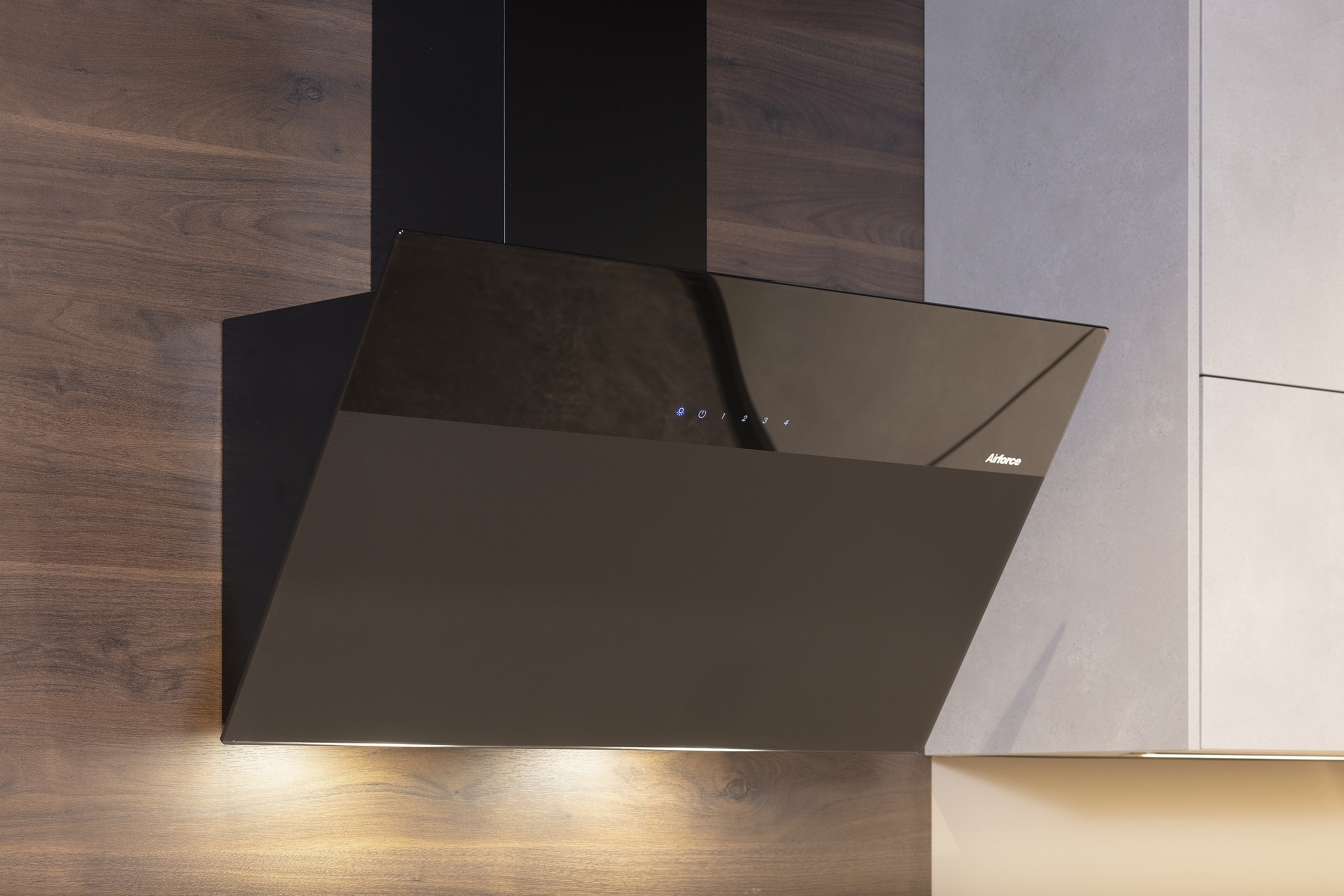 Schwarze Kopffrei-Dunstabzugshaube